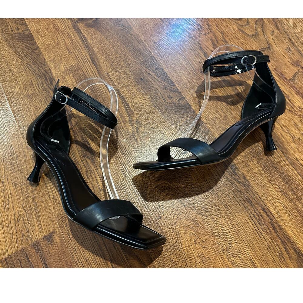 Vince Camuto Black Ankle Strap Kitten Heel Sandals
